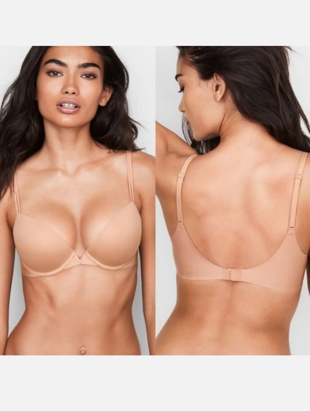 Victorias Secret Sexy Illusions Bra Padded Push Up Beige Nude Cream Seamless 34D